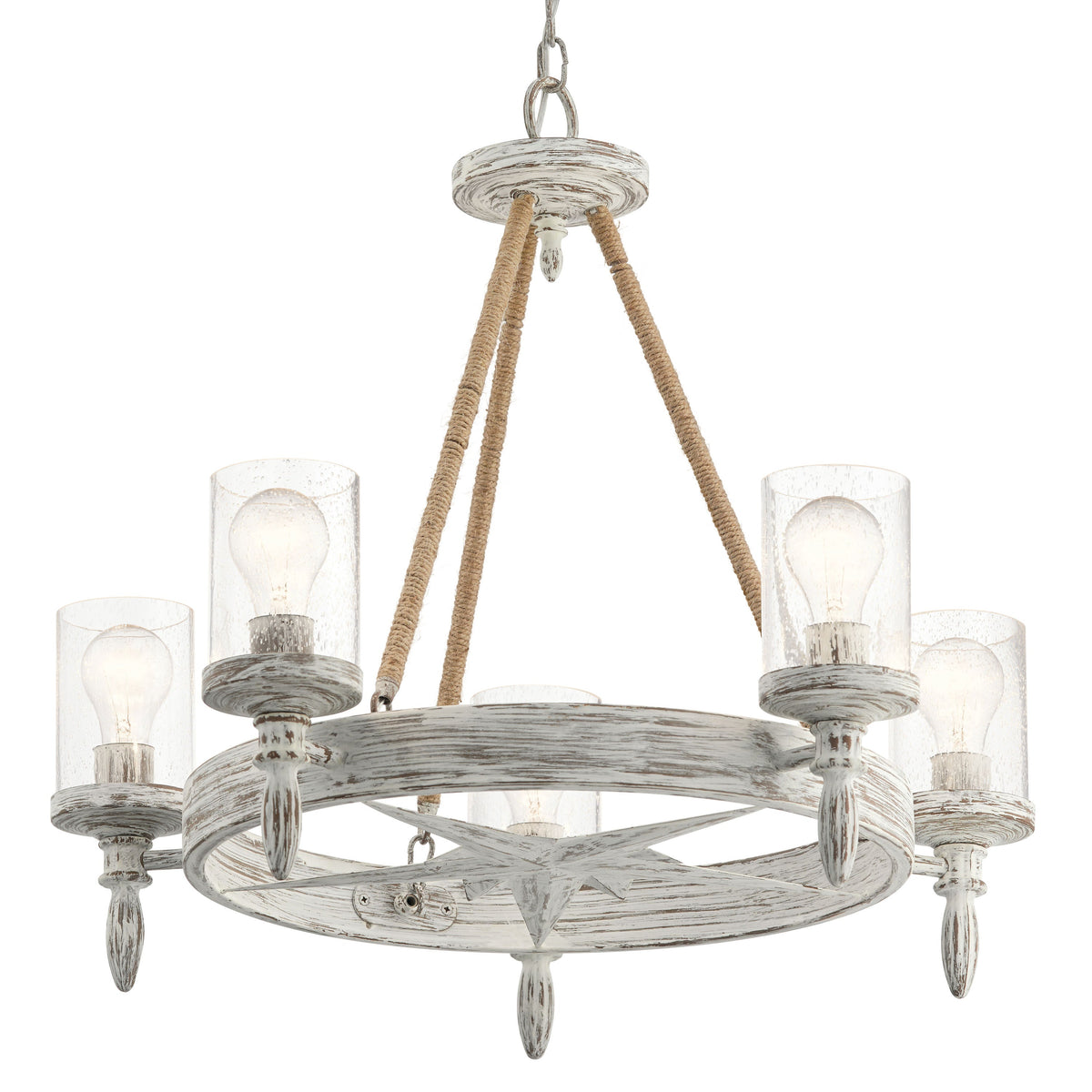 Kichler Minnow 5-Light Distressed White Coastal Chandelier
