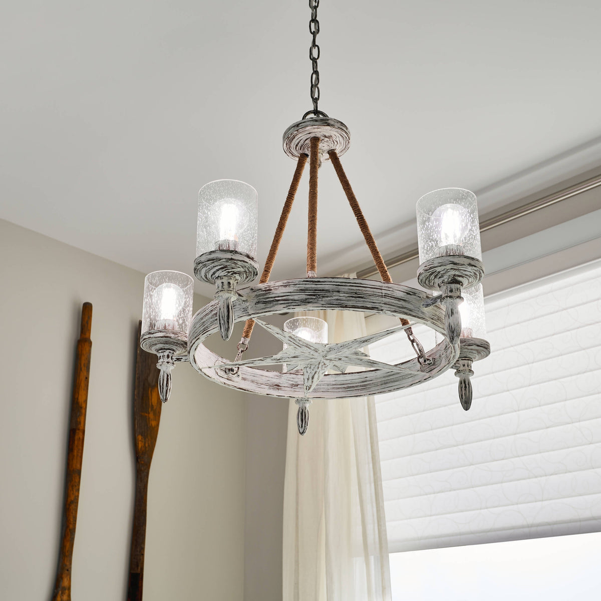 Kichler Minnow 5-Light Distressed White Coastal Chandelier