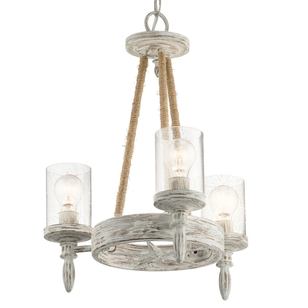 Kichler Minnow 3-Light Distressed White Coastal Chandelier