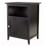 Winsome Wood Transitional Black Wood Nightstand with Storage Cabinet and Tapered Legs