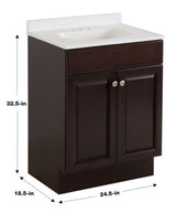 Project Source 24.5-in Java Single Sink Bathroom Vanity with White Cultured Marble Top