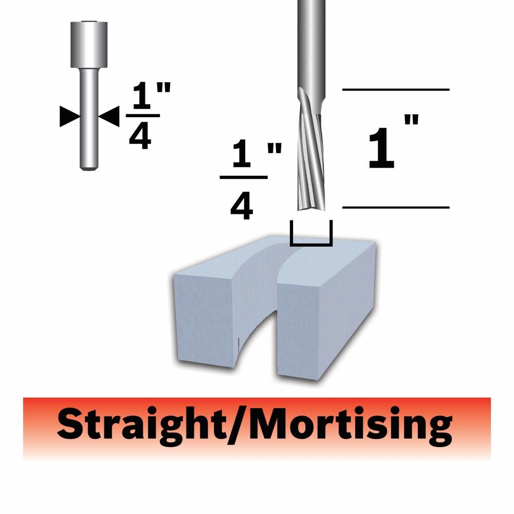 Bosch 1/4-in Carbide-Tipped Straight Router Bit, 1-in Cut Length
