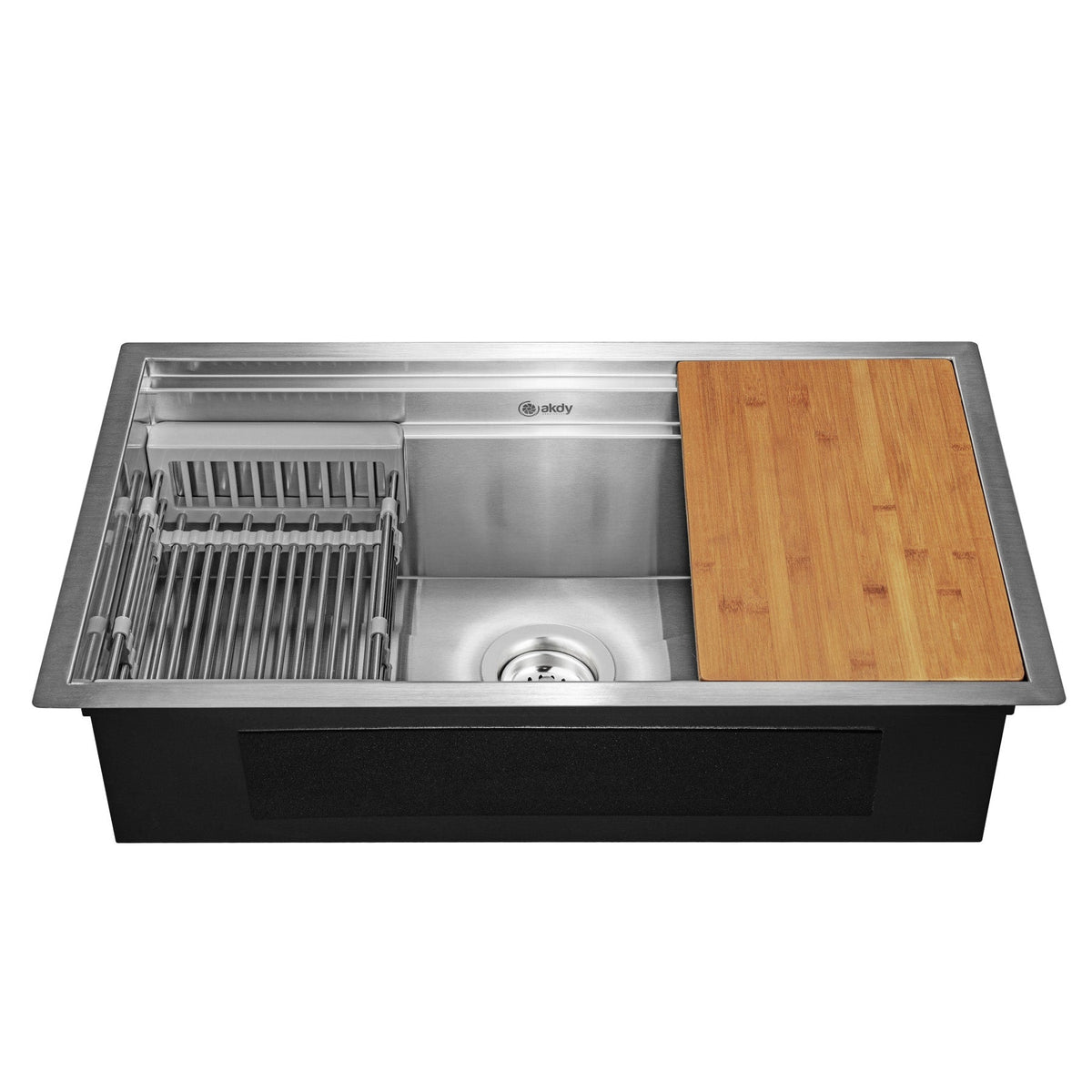 AKDY Handmade 32-in x 18-in Stainless Steel Single Bowl Undermount Commercial Workstation Kitchen Sink All-in-One Kit