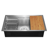 AKDY Handmade 32-in x 18-in Stainless Steel Single Bowl Undermount Commercial Workstation Kitchen Sink All-in-One Kit