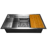 AKDY Handmade 33-in x 22-in Stainless Steel Single Bowl Undermount Residential Workstation Kitchen Sink All-in-One Kit