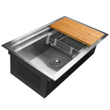 AKDY Handmade 33-in x 22-in Stainless Steel Single Bowl Undermount Residential Workstation Kitchen Sink All-in-One Kit