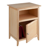 Winsome Wood Henry Natural Wood Nightstand with Open Storage Compartment and Cabinet Storage