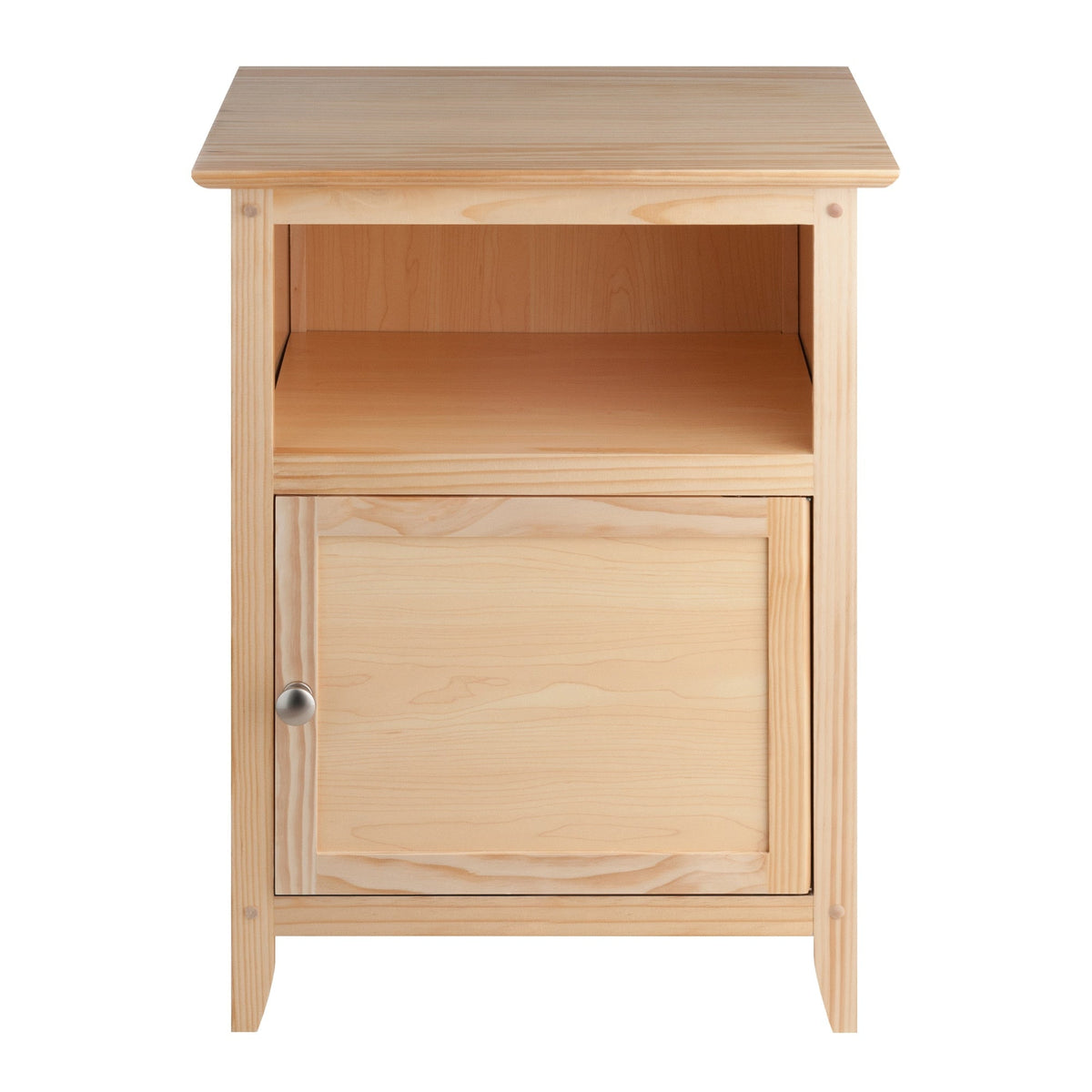 Winsome Wood Henry Natural Wood Nightstand with Open Storage Compartment and Cabinet Storage