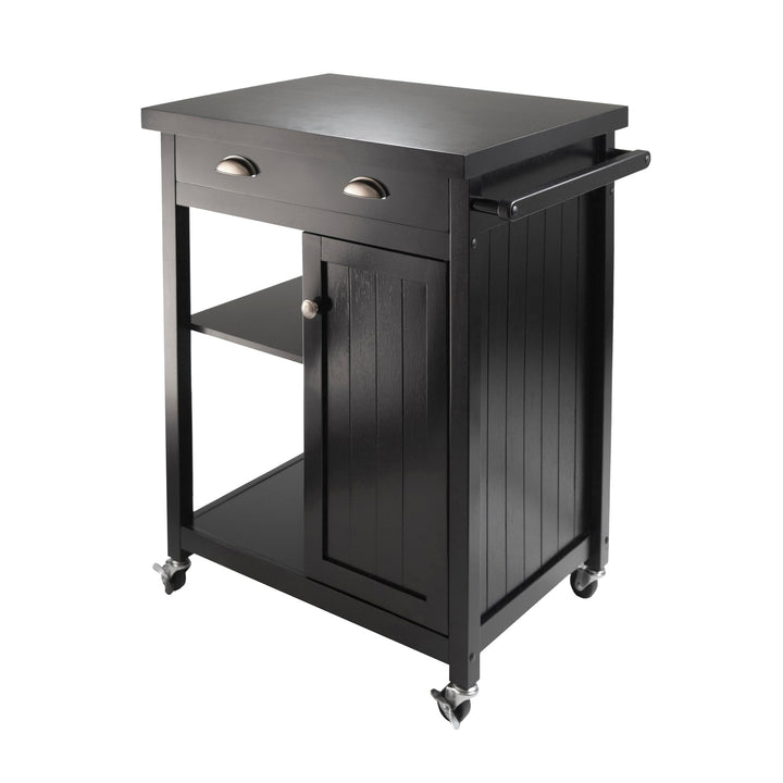 Winsome Wood Black Composite Base with Composite Wood Top Rolling Kitchen Cart (19.37-in x 27.76-in x 34-in)
