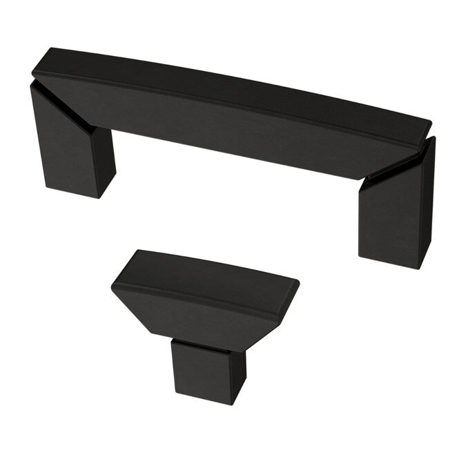 Brainerd Carved Corner 3-in (76mm) Center to Center Matte Black Rectangular Handle Drawer Pull