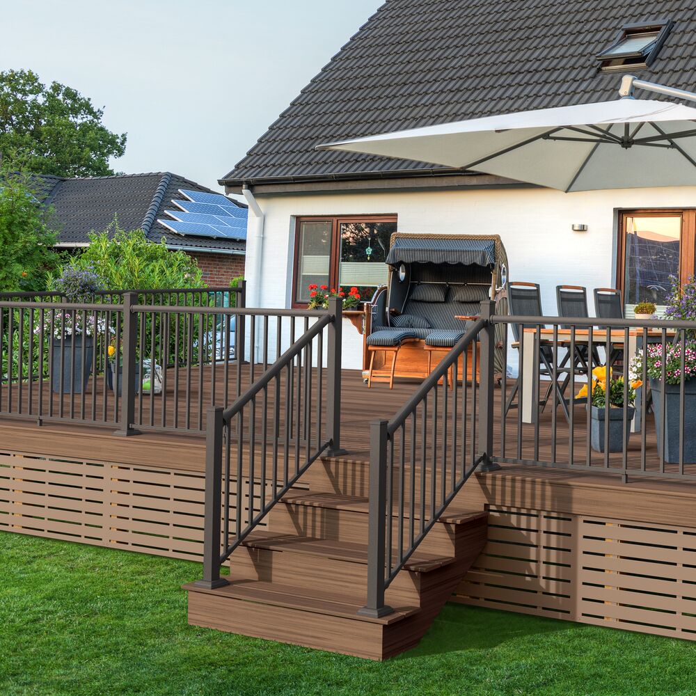 Freedom VersaRail Winchester 6-ft x 36-in Matte Bronze Aluminum Deck Stair Rail Kit