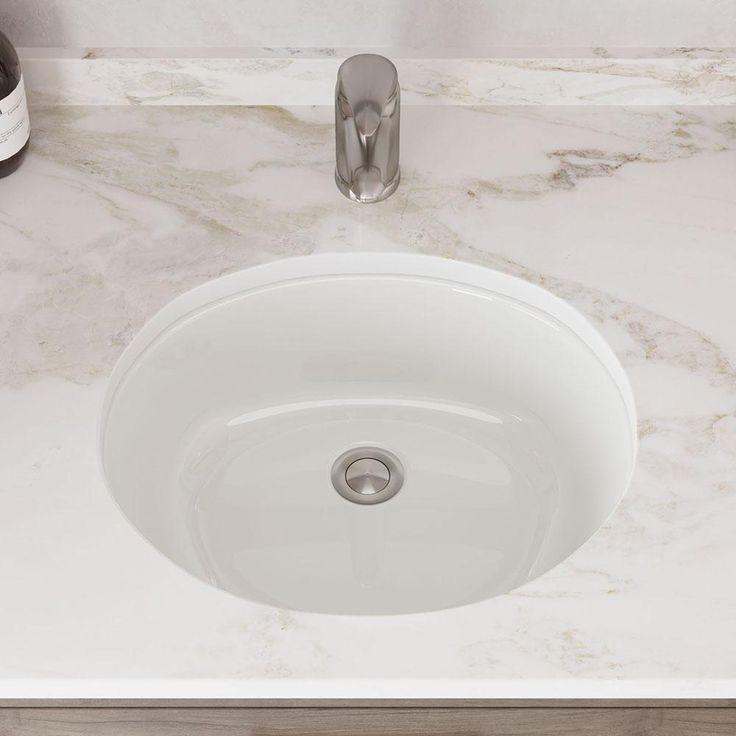 MR Direct 19 in. Undermount Bathroom Sink in White with White SinkLink and Pop-Up Drain in Brushed Nickel