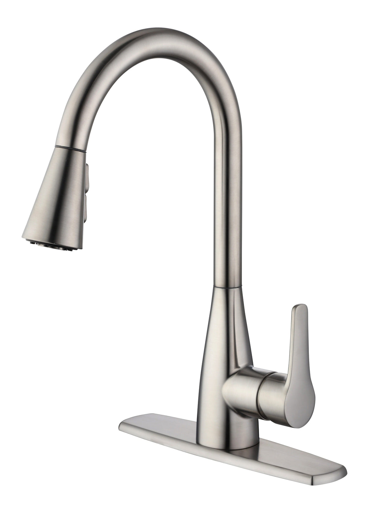 Project Source Ellesburg Stainless Steel 1-Handle Deck-Mount Pull-Down Kitchen Faucet with Sprayer (Deck Plate Included)