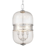 Progress Lighting Cayce 3-Light Polished Chrome Mid-century Clear Glass Urn Mini Hanging Pendant Light