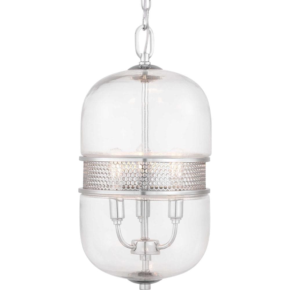 Progress Lighting Cayce 3-Light Polished Chrome Mid-century Clear Glass Urn Mini Hanging Pendant Light