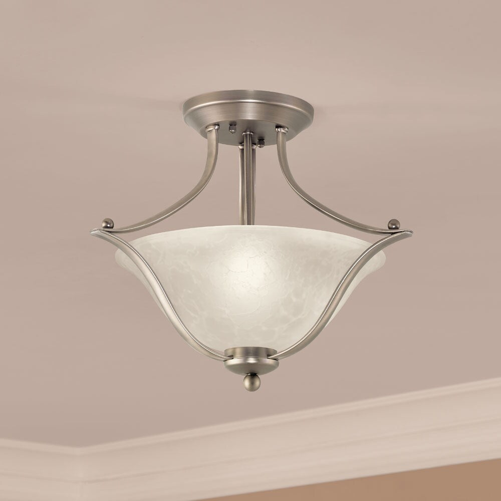 Portfolio 17.32-in Brushed Nickel Traditional Semi-Flush Mount Light