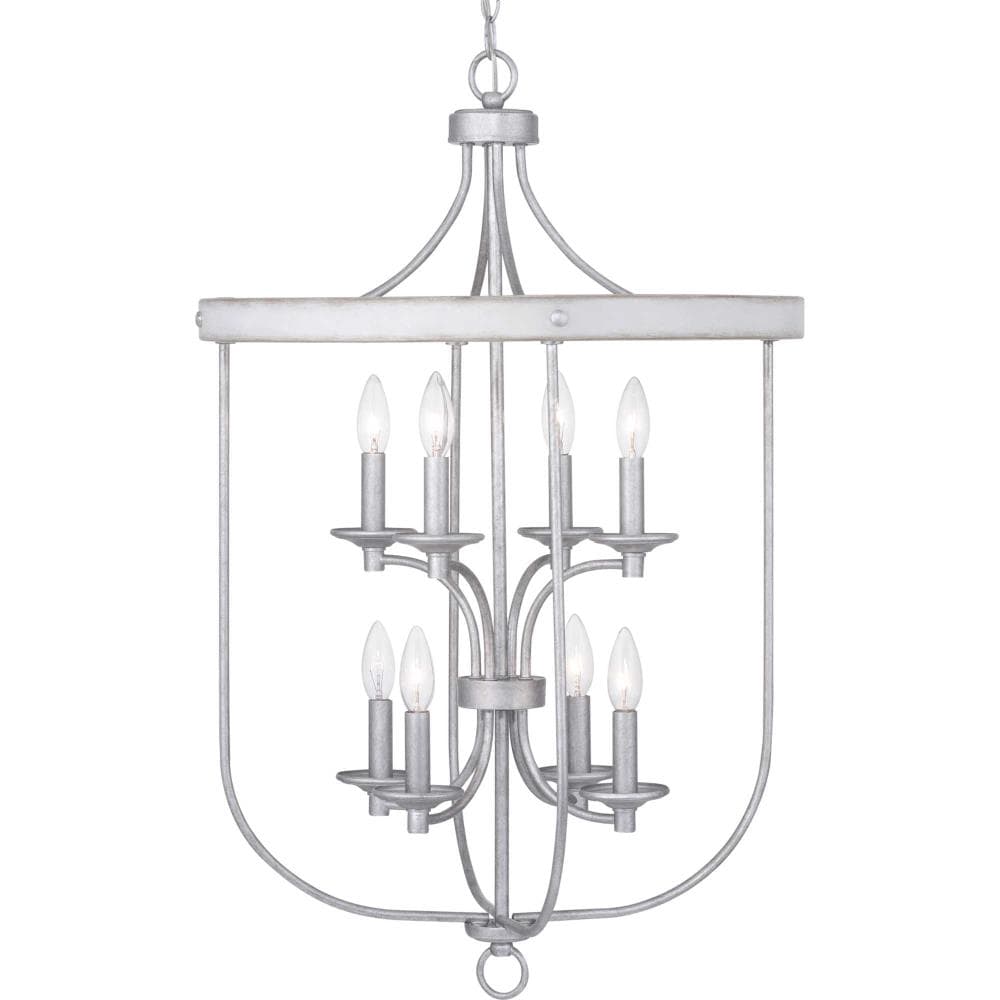 Progress Lighting Gulliver 8-Light Galvanized with Antique White Coastal Lantern Medium Hanging Pendant Light