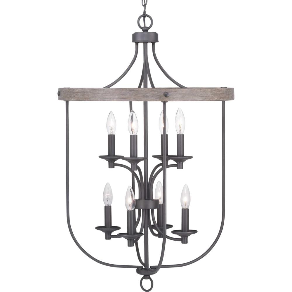 Progress Lighting Gulliver 8-Light Graphite with Weathered Oak Coastal Lantern Medium Hanging Pendant Light