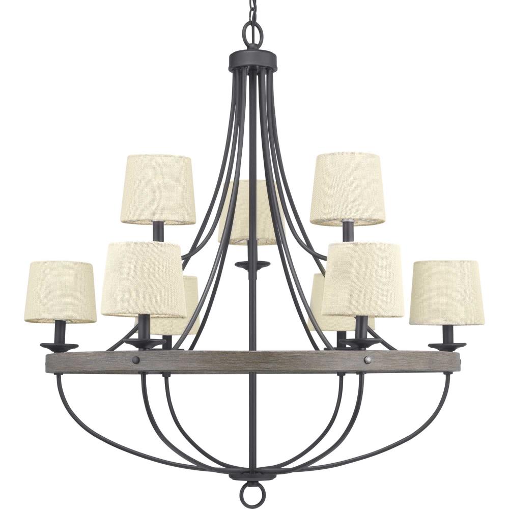 Progress Lighting Gulliver 9-Light Black Coastal Chandelier