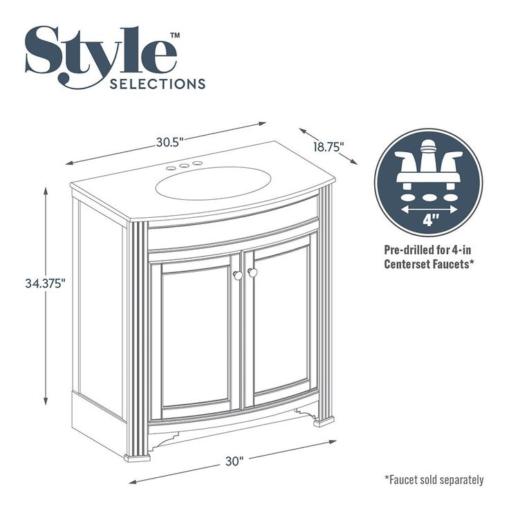 Style Selections Delyse 30-in White Single Sink Bathroom Vanity with Pepper Solid Surface Top