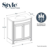 Style Selections Delyse 30-in White Single Sink Bathroom Vanity with Pepper Solid Surface Top