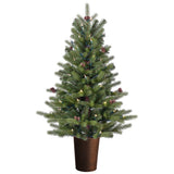 GE 3.5-ft Oakmont Spruce Pre-Lit Slim Artificial Christmas Tree with 50 Multi-Function Color-Changing LED Lights