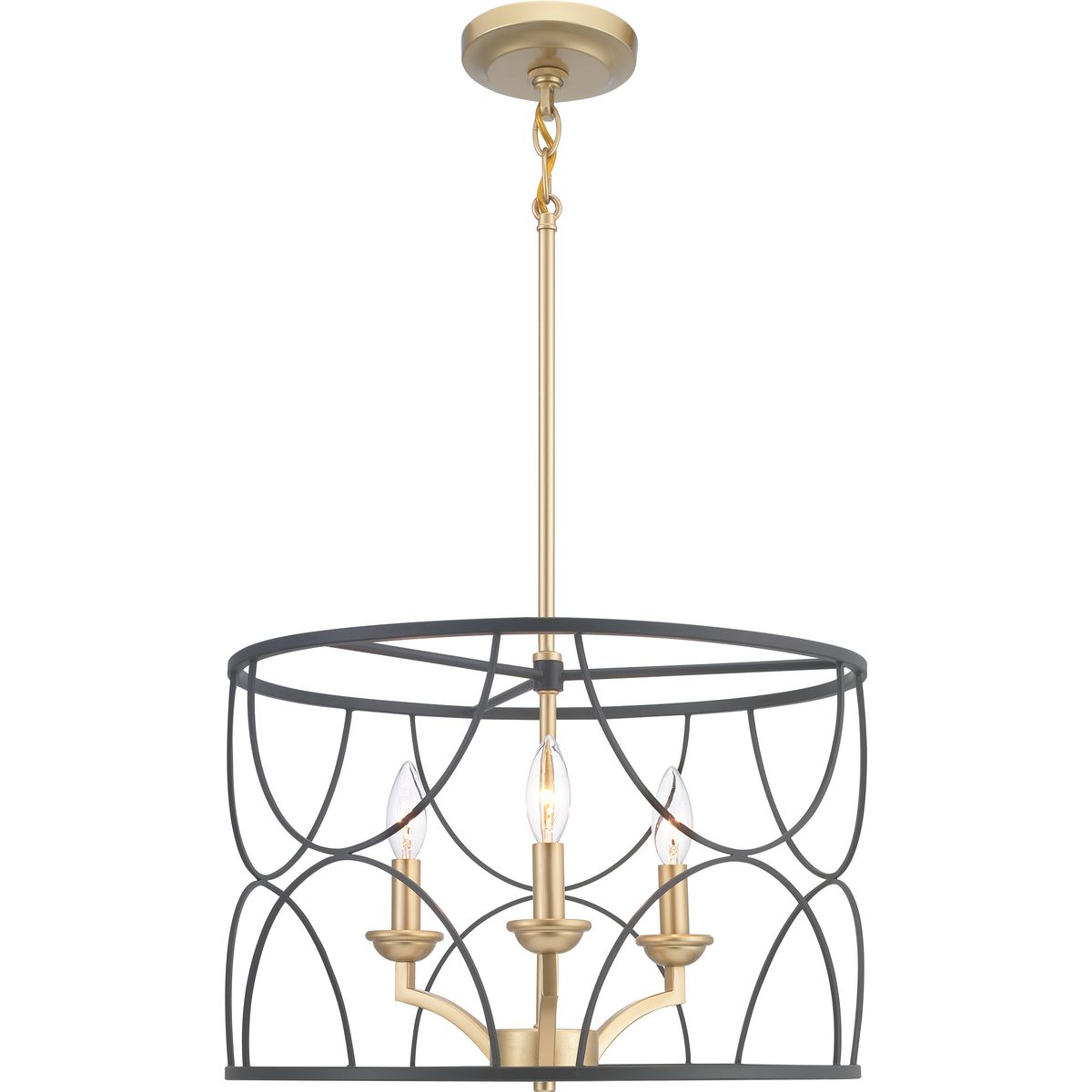 Progress Lighting Landree 3-Light Matte Black Traditional Chandelier