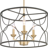 Progress Lighting Landree 3-Light Matte Black Traditional Chandelier