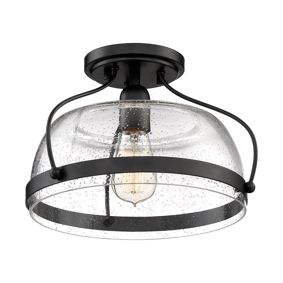 Quoizel Henderson 12.5-in Black Farmhouse Semi-Flush Mount Light