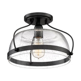 Quoizel Henderson 12.5-in Black Farmhouse Semi-Flush Mount Light