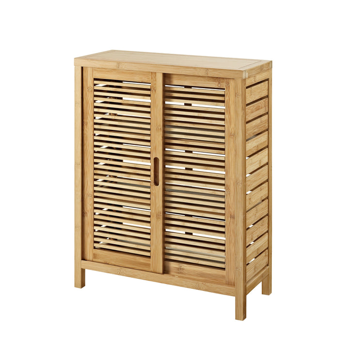 Linon Bracken 26-in x 33-in x 11-in Natural Bamboo Wood Freestanding Linen Cabinet
