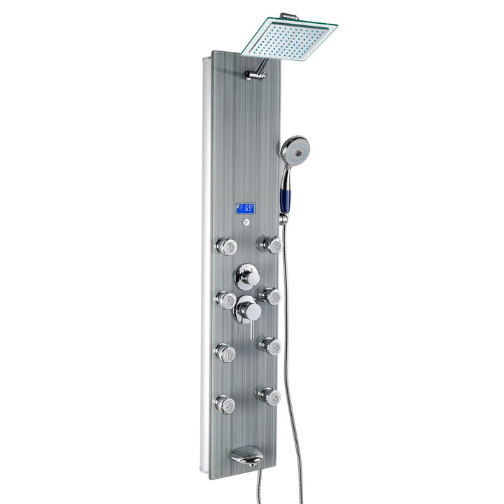 AKDY 52-in Brushed Stainless Steel 8-Spray Shower Panel System (Valve Included)