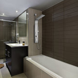 AKDY 39-in Brushed Stainless Steel Dual-Head 2-Spray Shower Panel System with 4-Way Diverter (Valve Included)