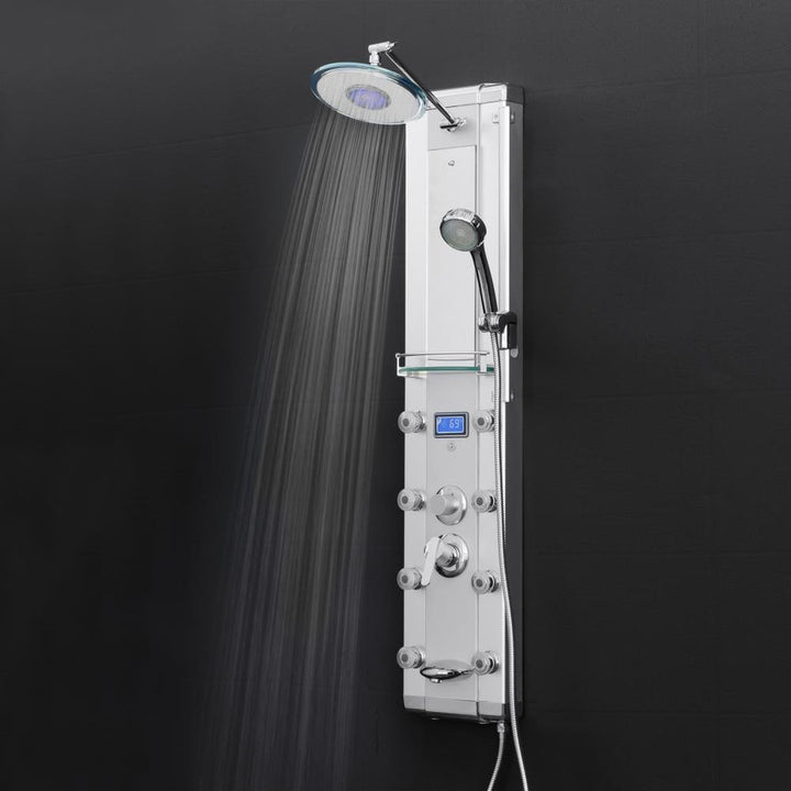 AKDY 51-in Chrome Silver 8-Spray Shower Panel System (Valve Included)