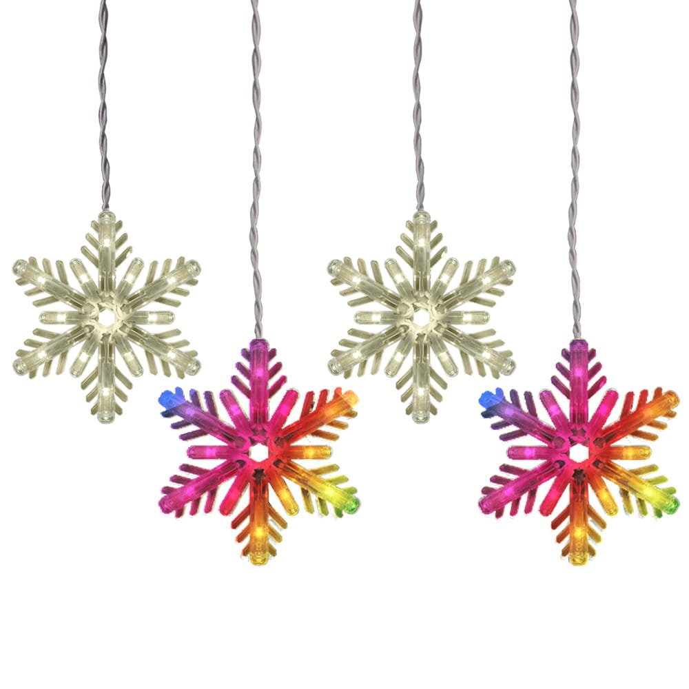 GE Color Choice 96-Count Multi-function Color-Changing Mini LED Plug-In Christmas Icicle Lights (Snowflake, 8-Count, 7-ft)