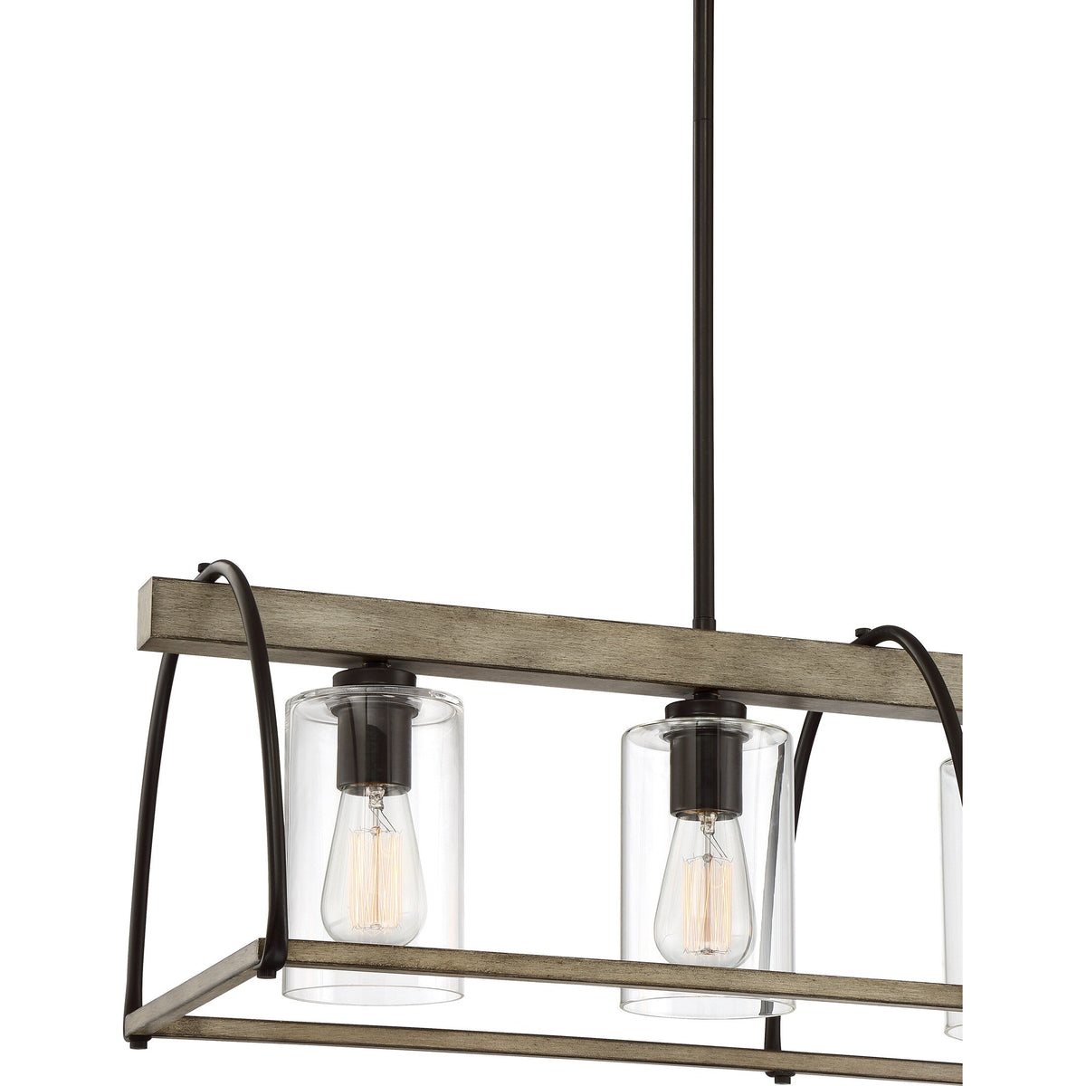 Quoizel Fernley 4-Light Bronze with Natural Walnut Farmhouse Chandelier, 34-in Linear