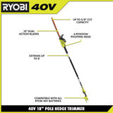 RYOBI 18 in. 40-Volt Lithium-Ion Cordless Pole Hedge Trimmer with 2.0 Ah Battery and Charger Included