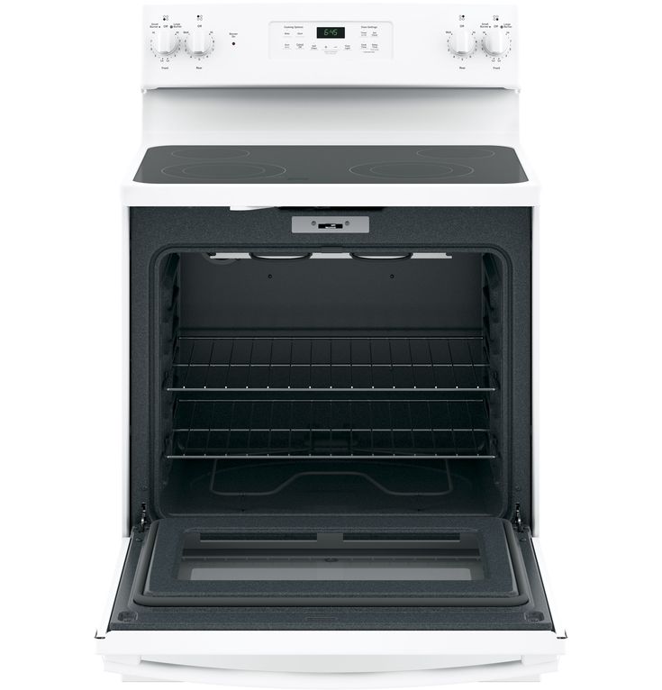 GE 30-in Smooth Surface 4 Elements 5.3-cu ft Self-Cleaning Freestanding Electric Range (White)