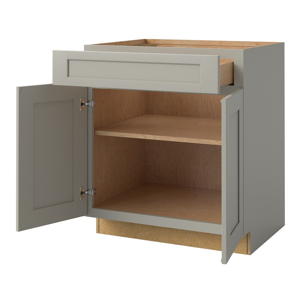 allen + roth Stonewall 33-in W x 34.5-in H x 24-in D Stone 1-Drawer Base Fully Assembled Cabinet (Flat Panel Shaker Style)