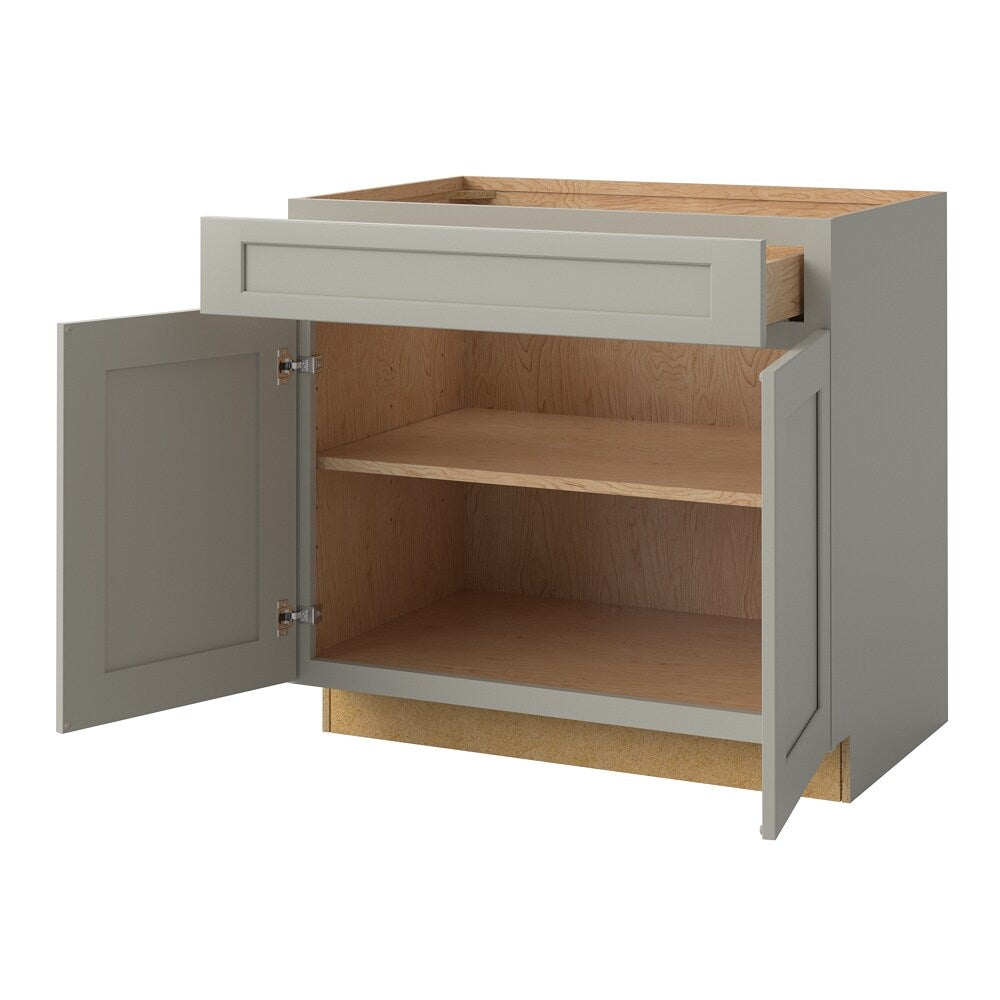 allen + roth Stonewall 36-in W x 34.5-in H x 24-in D Stone 1-Drawer Base Fully Assembled Cabinet (Flat Panel Shaker Style)