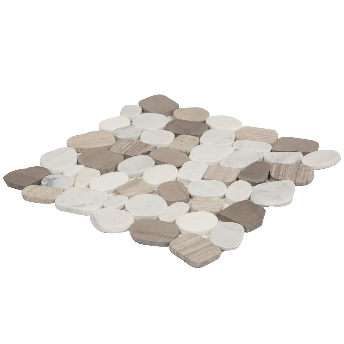 Satori Mixed Warm Blend 12-in x 12-in Honed Natural Stone Marble Pebble Floor and Wall Tile (9.6-sq ft/Carton)