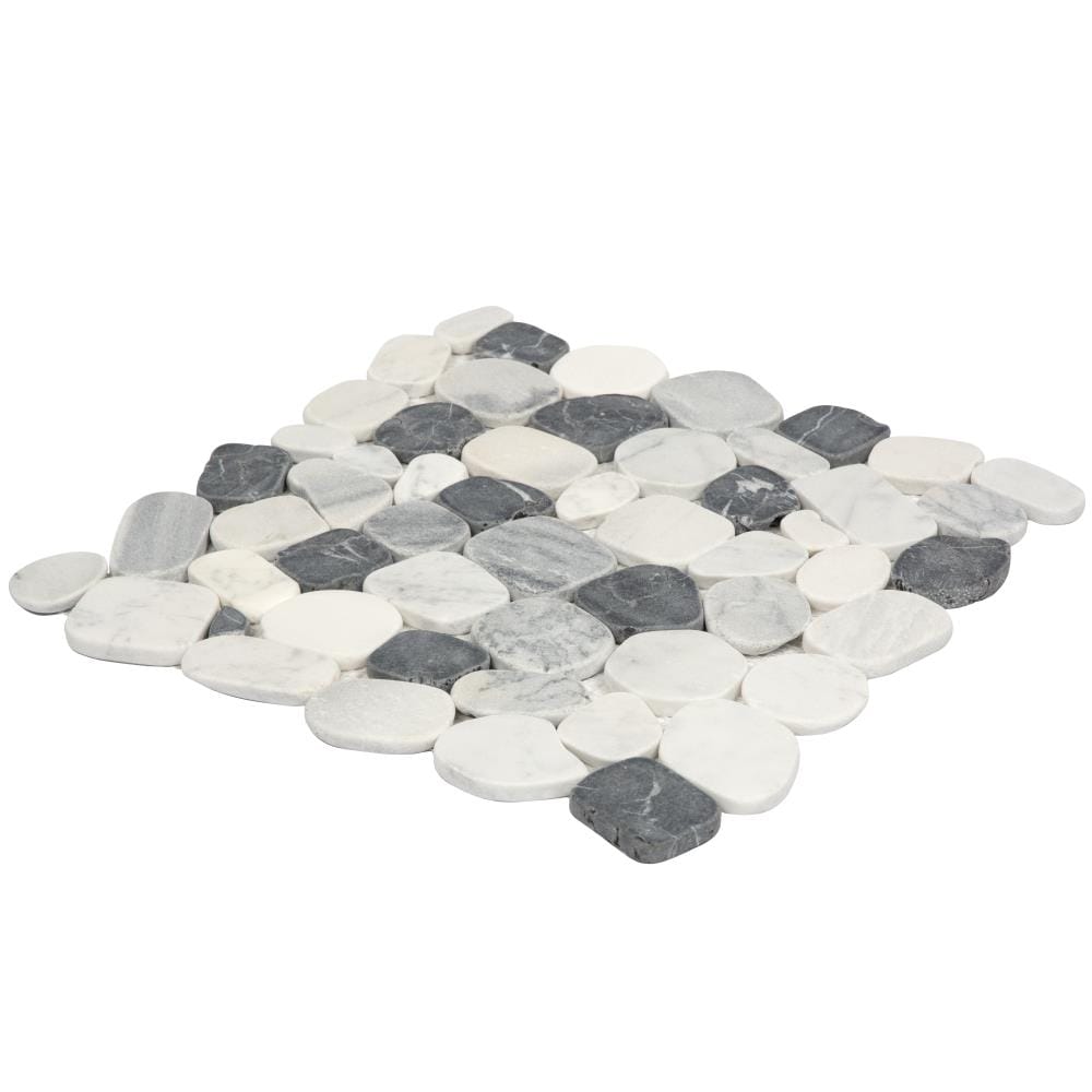 Satori 10-Pack Mixed Carrara Nero 12-in x 12-in Honed Natural Stone Pebble Marble Look Floor and Wall Tile