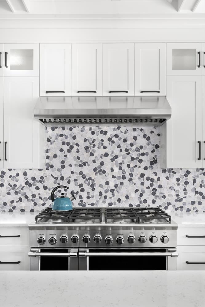 Satori 10-Pack Mixed Carrara Nero 12-in x 12-in Honed Natural Stone Pebble Marble Look Floor and Wall Tile