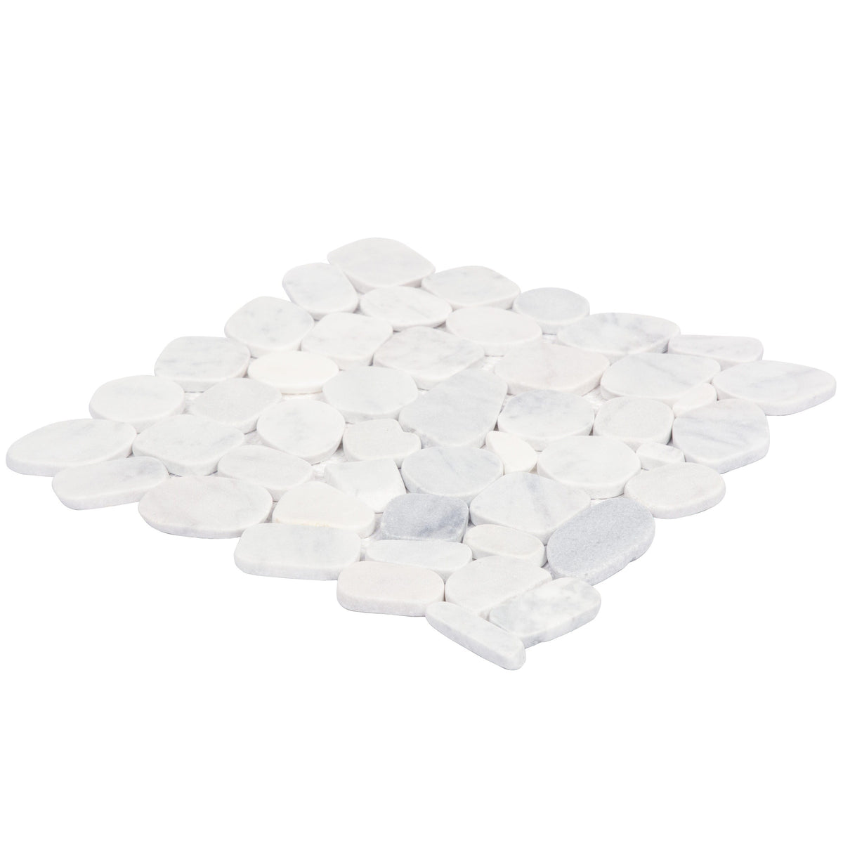 Satori 10-Pack Mixed White Marble 12-in x 12-in Honed Natural Stone Pebble Mosaic Floor and Wall Tile