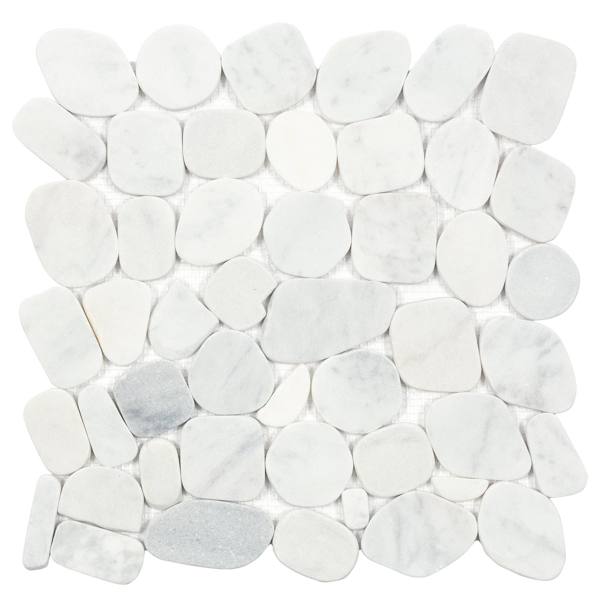 Satori 10-Pack Mixed White Marble 12-in x 12-in Honed Natural Stone Pebble Mosaic Floor and Wall Tile