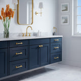 Sumner Street Home Hardware Minted 4-in (102mm) Center to Center Satin Brass Cylindrical Bar Drawer Pull