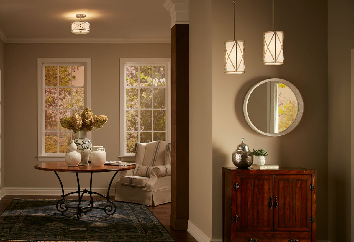 Kichler Edenbrook 11.38-in Brushed Nickel Modern/Contemporary Incandescent Semi-Flush Mount Light