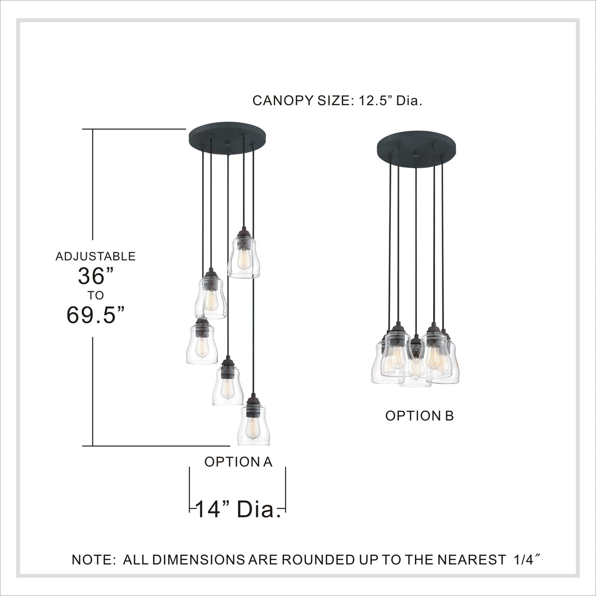 Quoizel Forkland 5-Light Textured Matte Black and Rustic Black Farmhouse Chandelier with Clear Glass
