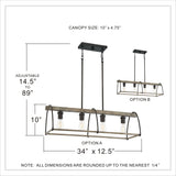 Quoizel Fernley 4-Light Bronze with Natural Walnut Farmhouse Chandelier, 34-in Linear