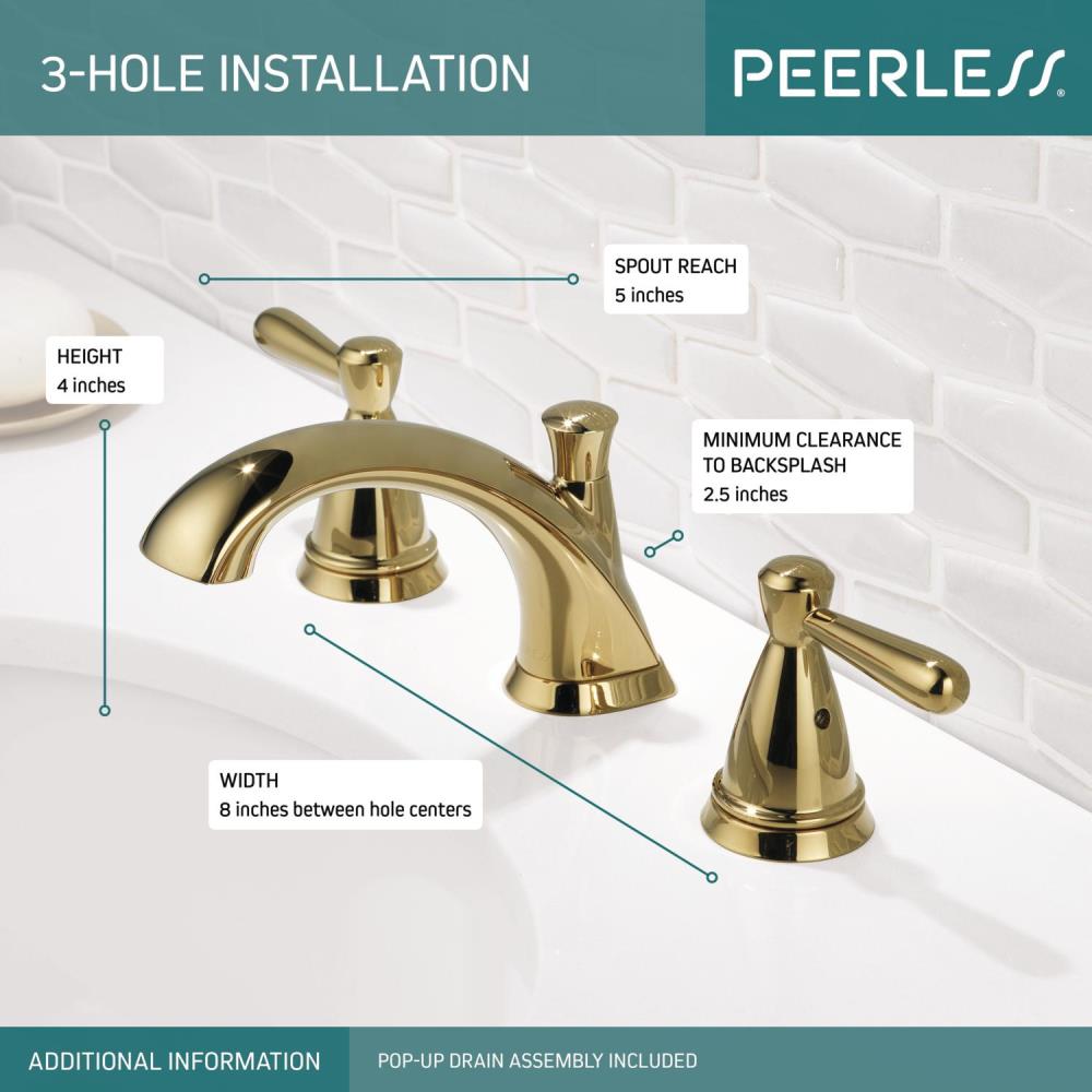 Delta Bayside Polished Brass 2-Handle Widespread WaterSense Bathroom Sink Faucet with Drain